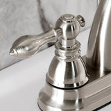 American Classic Two-Handle 3-Hole Deck Mount 4" Centerset Bathroom Faucet with Plastic Pop-Up