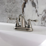 American Classic Two-Handle 3-Hole Deck Mount 4" Centerset Bathroom Faucet with Plastic Pop-Up