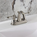 American Classic Two-Handle 3-Hole Deck Mount 4" Centerset Bathroom Faucet with Plastic Pop-Up