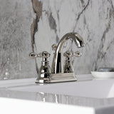 American Classic Two-Handle 3-Hole Deck Mount 4" Centerset Bathroom Faucet with Plastic Pop-Up