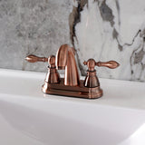 American Classic Two-Handle 3-Hole Deck Mount 4" Centerset Bathroom Faucet with Plastic Pop-Up