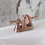 American Classic Two-Handle 3-Hole Deck Mount 4" Centerset Bathroom Faucet with Plastic Pop-Up