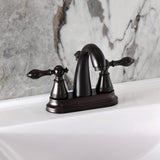 English Classic Two-Handle 3-Hole Deck Mount 4" Centerset Bathroom Faucet with Plastic Pop-Up