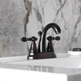 English Classic Two-Handle 3-Hole Deck Mount 4" Centerset Bathroom Faucet with Plastic Pop-Up