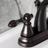 English Classic Two-Handle 3-Hole Deck Mount 4" Centerset Bathroom Faucet with Plastic Pop-Up