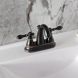 English Classic Two-Handle 3-Hole Deck Mount 4" Centerset Bathroom Faucet with Plastic Pop-Up