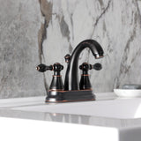 English Classic Two-Handle 3-Hole Deck Mount 4" Centerset Bathroom Faucet with Plastic Pop-Up