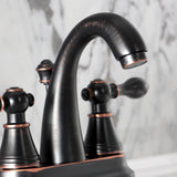 English Classic Two-Handle 3-Hole Deck Mount 4" Centerset Bathroom Faucet with Plastic Pop-Up