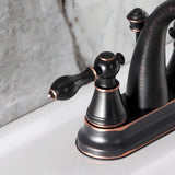 English Classic Two-Handle 3-Hole Deck Mount 4" Centerset Bathroom Faucet with Plastic Pop-Up