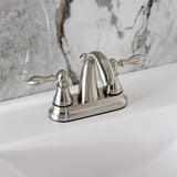 English Classic Two-Handle 3-Hole Deck Mount 4" Centerset Bathroom Faucet with Plastic Pop-Up