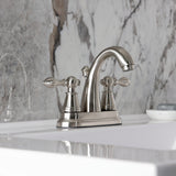 English Classic Two-Handle 3-Hole Deck Mount 4" Centerset Bathroom Faucet with Plastic Pop-Up