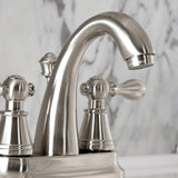 English Classic Two-Handle 3-Hole Deck Mount 4" Centerset Bathroom Faucet with Plastic Pop-Up