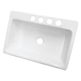 Towne 33-Inch Cast Iron Undermount 4-Hole Single Bowl Kitchen Sink