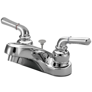 Magellan Double-Handle 3-Hole Deck Mount 4-Inch Centerset Bathroom Faucet with Brass Pop-Up