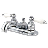 Restoration Double-Handle 3-Hole Deck Mount 4-Inch Centerset Bathroom Faucet with Pop-Up Drain