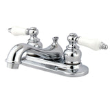 Restoration Double-Handle 3-Hole Deck Mount 4-Inch Centerset Bathroom Faucet with Pop-Up Drain