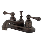 Vintage Double-Handle 3-Hole Deck Mount 4-Inch Centerset Bathroom Faucet with Pop-Up Drain