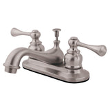 Vintage Double-Handle 3-Hole Deck Mount 4-Inch Centerset Bathroom Faucet with Pop-Up Drain