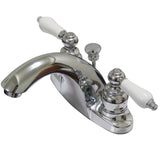 English Country Double-Handle 3-Hole Deck Mount 4-Inch Centerset Bathroom Faucet with Pop-Up Drain