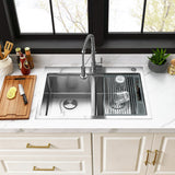 Uptowne 33-Inch Double Bowl Dual Mount Kitchen Sink with Drain