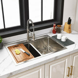 Uptowne 33-Inch Double Bowl Dual Mount Kitchen Sink with Drain