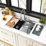 Uptowne 30-Inch Single Bowl Dual Mount Kitchen Sink with Drain