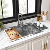 Uptowne 30-Inch Single Bowl Dual Mount Kitchen Sink with Drain