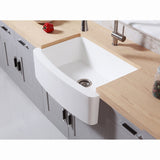 Arcticstone 30-Inch Solid Surface White Stone Apron-Front Single Bowl Farmhouse Kitchen Sink