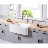 Arcticstone 30-Inch Solid Surface White Stone Apron-Front Single Bowl Farmhouse Kitchen Sink