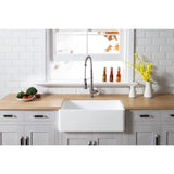 Arcticstone 33-Inch Solid Surface White Stone Apron-Front Single Bowl Farmhouse Kitchen Sink