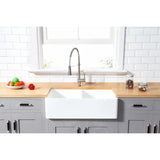 Arcticstone 33-Inch Solid Surface White Stone Apron-Front Double Bowl Farmhouse Kitchen Sink