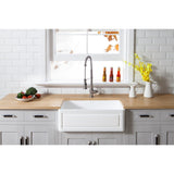 Arcticstone 33-Inch Solid Surface White Stone Apron-Front Single Bowl Farmhouse Kitchen Sink