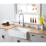 Arcticstone 33-Inch Solid Surface White Stone Apron-Front Single Bowl Farmhouse Kitchen Sink