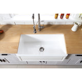 Arcticstone 33-Inch Solid Surface White Stone Apron-Front Single Bowl Farmhouse Kitchen Sink