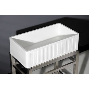 Arcticstone 33-Inch Solid Surface White Stone Apron-Front Single Bowl Farmhouse Kitchen Sink