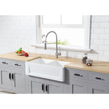 Arcticstone 33-Inch Solid Surface White Stone Apron-Front Double Bowl Farmhouse Kitchen Sink