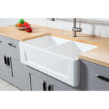 Arcticstone 33-Inch Solid Surface White Stone Apron-Front Double Bowl Farmhouse Kitchen Sink