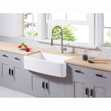 Arcticstone 33-Inch Solid Surface White Stone Apron-Front Single Bowl Farmhouse Kitchen Sink