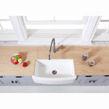 Arcticstone 33-Inch Solid Surface White Stone Apron-Front Single Bowl Farmhouse Kitchen Sink