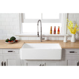 Arcticstone 36-Inch Solid Surface White Stone Apron-Front Single Bowl Farmhouse Kitchen Sink