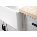 Arcticstone 36-Inch Solid Surface White Stone Apron-Front Single Bowl Farmhouse Kitchen Sink