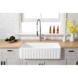 Arcticstone 36-Inch Solid Surface White Stone Apron-Front Single Bowl Farmhouse Kitchen Sink