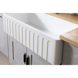 Arcticstone 36-Inch Solid Surface White Stone Apron-Front Single Bowl Farmhouse Kitchen Sink