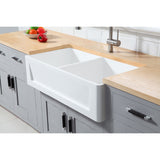 Arcticstone 36-Inch Solid Surface White Stone Apron-Front Double Bowl Farmhouse Kitchen Sink