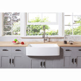 Arcticstone 36-Inch Solid Surface White Stone Apron-Front Single Bowl Farmhouse Kitchen Sink