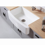 Arcticstone 36-Inch Solid Surface White Stone Apron-Front Single Bowl Farmhouse Kitchen Sink