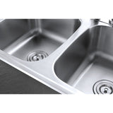 Studio 33-Inch Stainless Steel Self-Rimming 4-Hole Double Bowl Drop-In Kitchen Sink