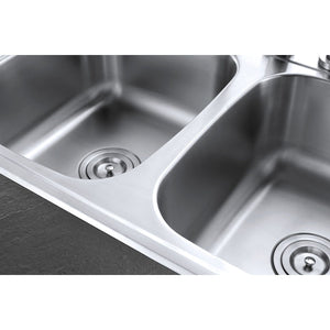 Studio 33-Inch Stainless Steel Self-Rimming 4-Hole Double Bowl Drop-In Kitchen Sink