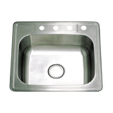 Studio 25-Inch Stainless Steel Self-Rimming 4-Hole Single Bowl Drop-In Kitchen Sink