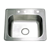 Studio 25-Inch Stainless Steel Self-Rimming 4-Hole Single Bowl Drop-In Kitchen Sink